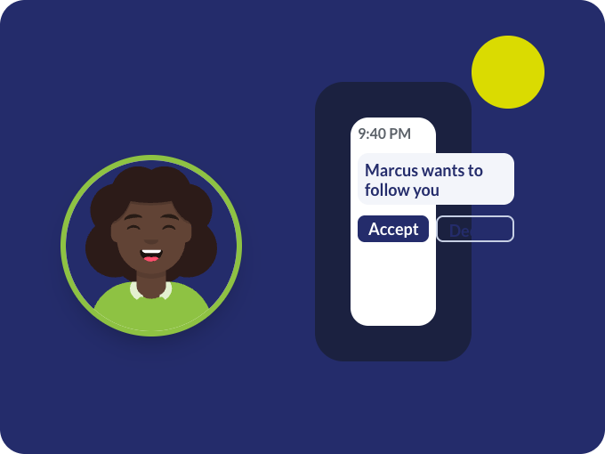 Illustration of a staff member talking with a young person in a program space
