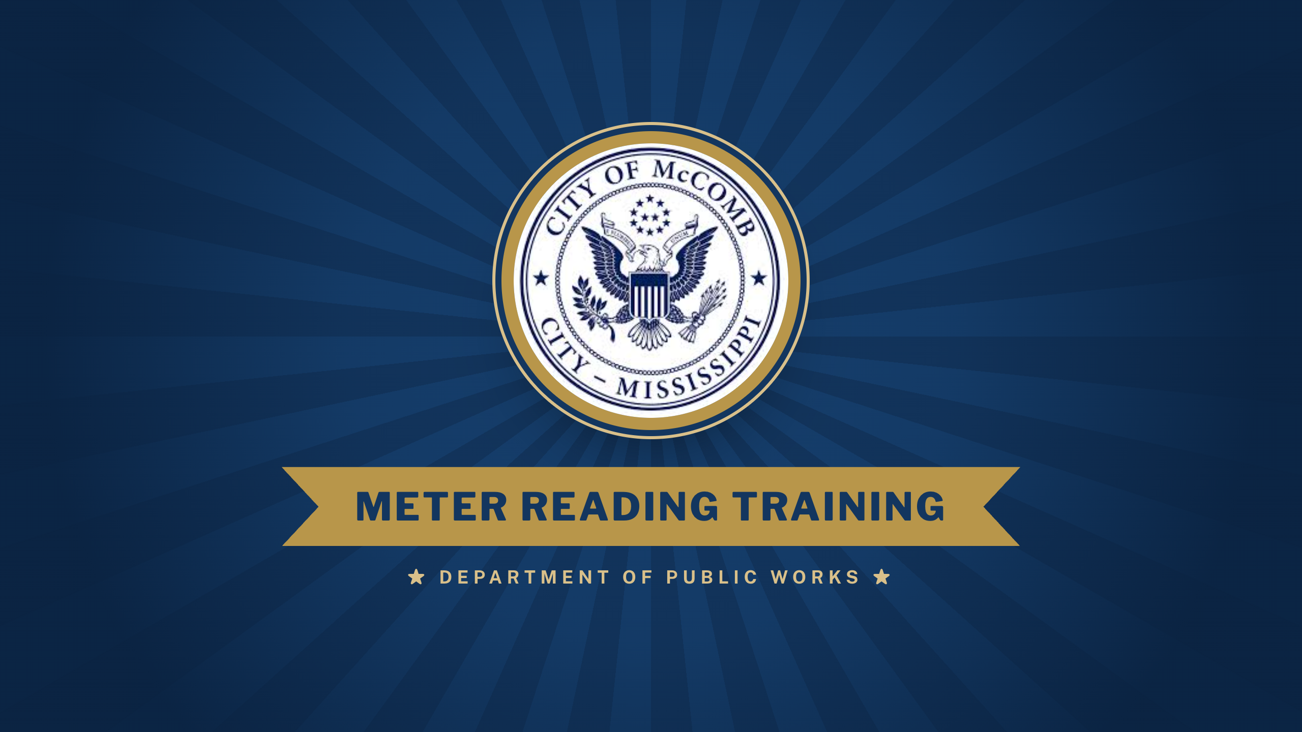City of McComb seal with a Meter Reading Training ribbon